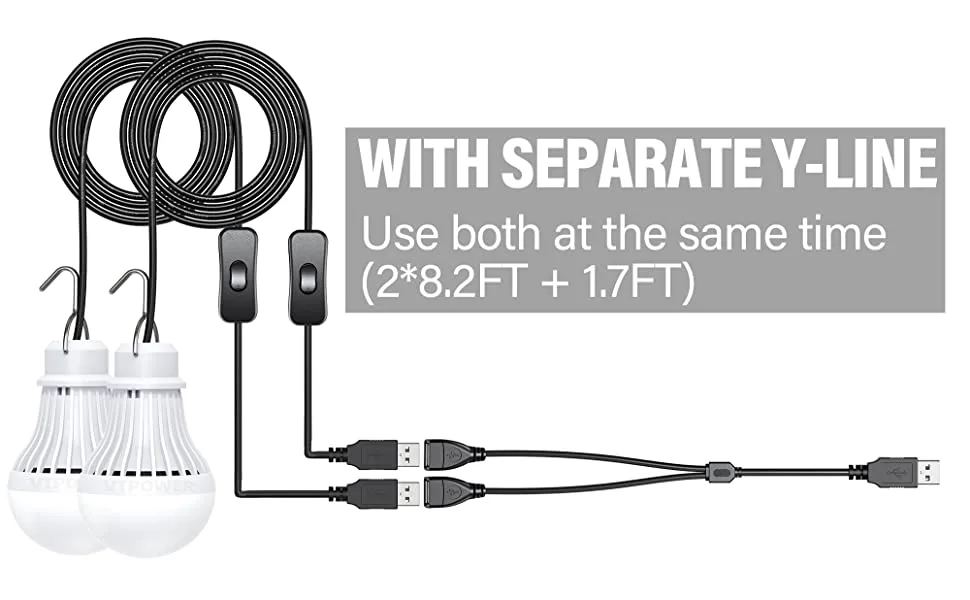 Anmcha USB Bulb Camping Light Lantern 8ft Extra Length Cord Tent Light WarmWhite Outdoor Emergency Light 2 Pack - USB tent light