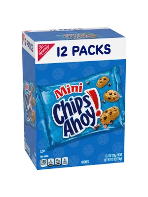 CHIPS AHOY! Mini Original Chocolate Chip Cookies 48 Snack Packs (4 Boxes) Natural Flavor 1 Ounce (Pack of 48) - image