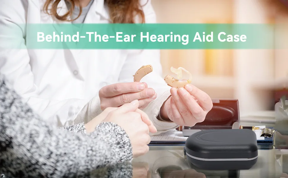 Behind The Ear Hearing Aid Case Waterproof Drop Resistance Storage Box Portable Protective Box for Storing Hearing Aids Black - product information 1