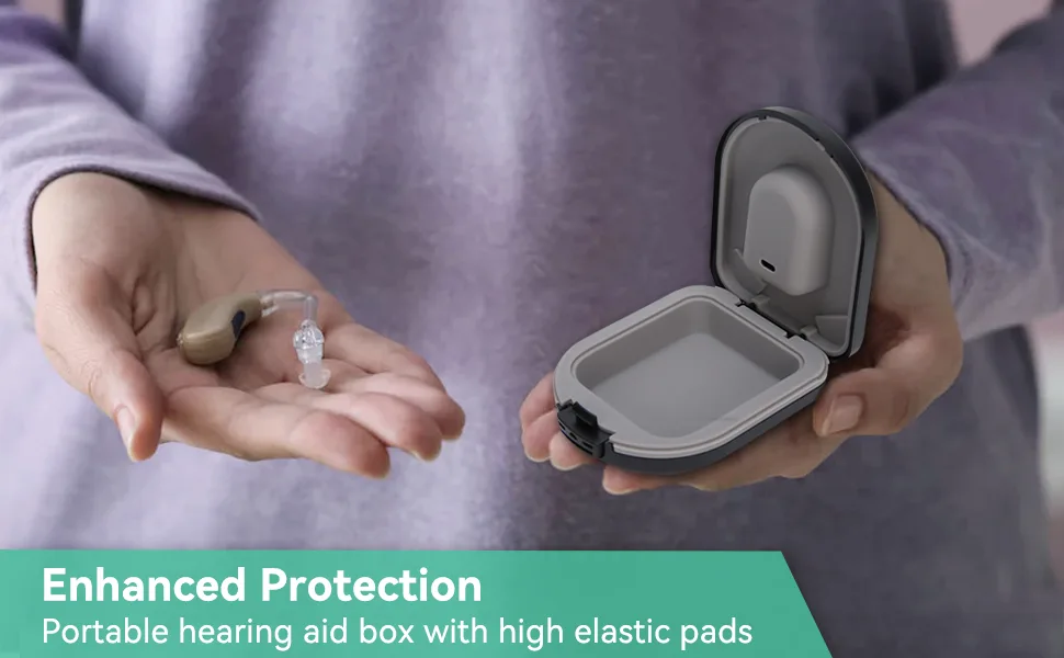Behind The Ear Hearing Aid Case Waterproof Drop Resistance Storage Box Portable Protective Box for Storing Hearing Aids Black - product information 2