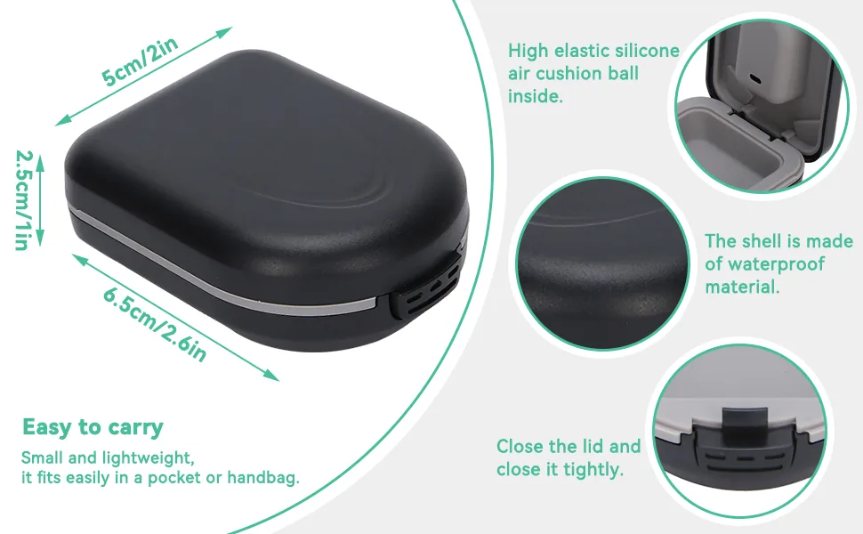 Behind The Ear Hearing Aid Case Waterproof Drop Resistance Storage Box Portable Protective Box for Storing Hearing Aids Black - product information 3
