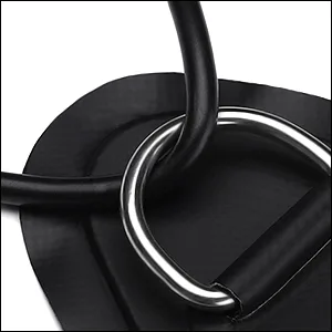 TOBWOLF 6 Pack Stainless Steel D-Ring Patch for Inflatable Boat Kayak Dinghy SUP D-Ring PVC Patch Stand-Up Paddleboard Canoe Rafting Accessories NO Glue Included Triangular -- Black 3.54" / 9cm - Stainless Steel D-Ring Patch Black