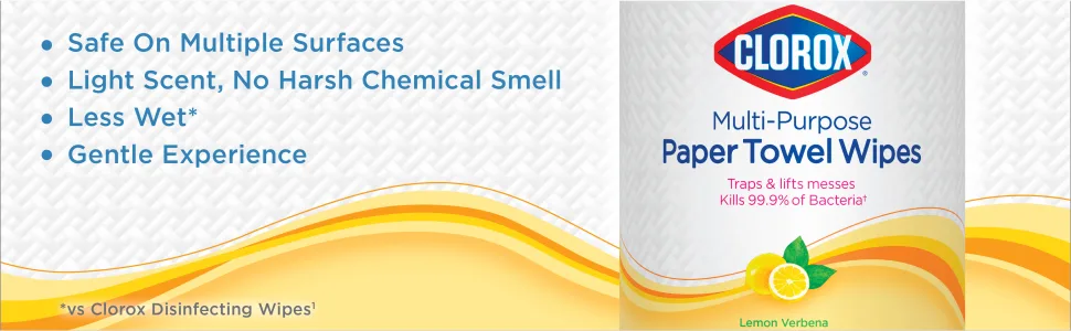 Clorox Multi-Purpose Paper Towel Wipes Lemon Verbena 75 Wipes Each Pack of 3 - image