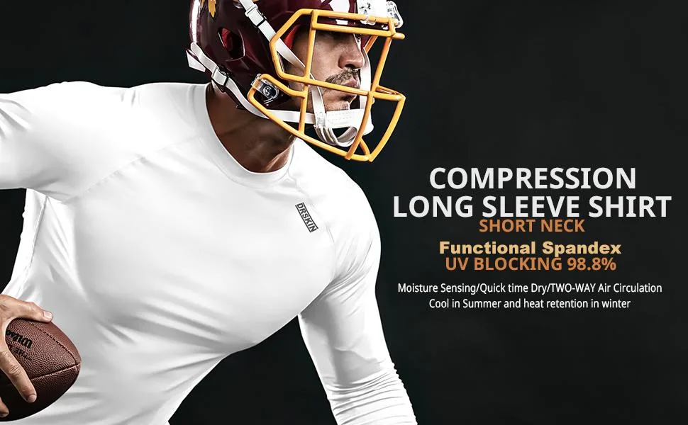 DRSKIN 4 3 or 1 Pack Men's Compression Shirts Top Long Sleeve Sports Baselayer Workout Running Athletic Gym X-Large Round Beige - product information 1