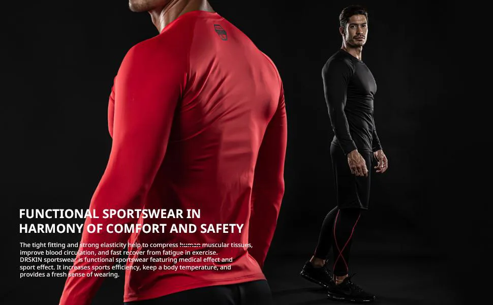 DRSKIN 4 3 or 1 Pack Men's Compression Shirts Top Long Sleeve Sports Baselayer Workout Running Athletic Gym X-Large Round Beige - product information 2