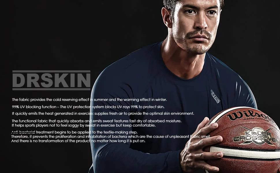 DRSKIN 4 3 or 1 Pack Men's Compression Shirts Top Long Sleeve Sports Baselayer Workout Running Athletic Gym X-Large Round Beige - product information 4