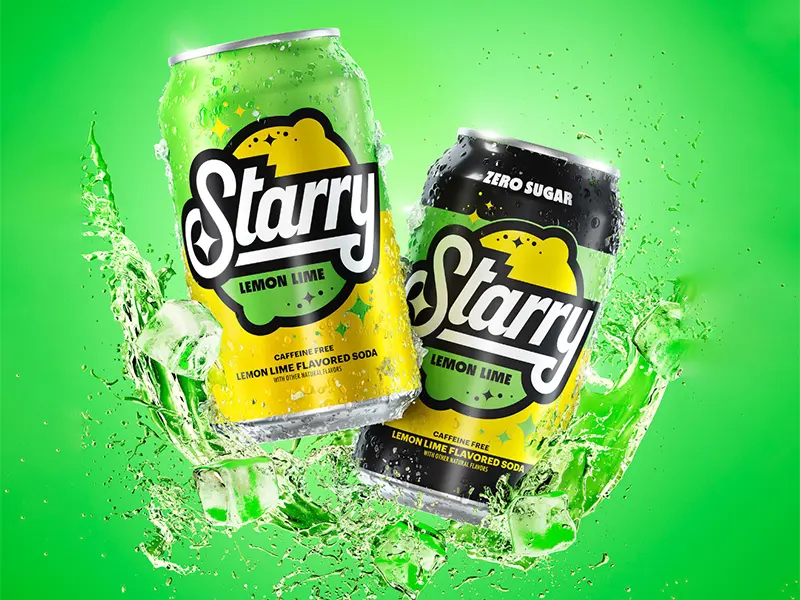 Starry Lemon Lime Soda Caffeine Free Mini Cans 7.5 Ounce (Pack of 10) - starry