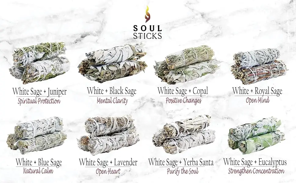 Ancientveda White Sage Mix Smudge Sticks 3 Pack for Cleansing Meditation Yoga and Smudging | Cedar Rosemary Eucalyptus & Juniper (White & Cedar) - white sage, dragons blood, smudge, cleanse, purify, meditation yoga, spirituality