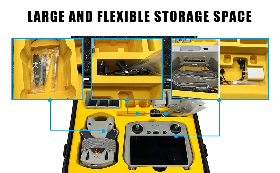 FPVtosky Hard Case for DJI Mini 3 Pro Waterproof DJI Mini 3 Pro Case Fits DJI RC & RC-N1 Free Props Strap and MicroSD Card Case Included Case Only Medium - Large and Flexible Storage Space, DJI Mini 3 Pro Carrying Case