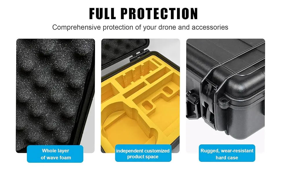 FPVtosky Hard Case for DJI Mini 3 Pro Waterproof DJI Mini 3 Pro Case Fits DJI RC & RC-N1 Free Props Strap and MicroSD Card Case Included Case Only Medium - Mini 3 Pro Case, Comprehensive Protection of your drone and accessories