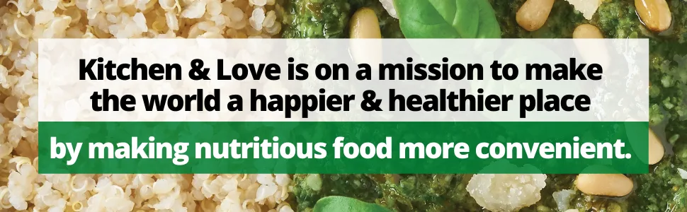 Kitchen & Love Basil Pesto Quinoa Quick Meal 6-Pack | Gluten-Free Ready-to-Eat No Refrigeration Required - Kitchen & Love mission world happier healthier nutritious food convenient