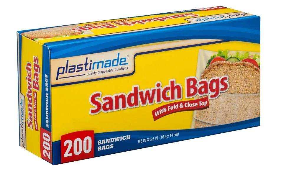 Plastimade Sandwich Bags With Fold & Close Top (6.5 in X 5.5) in 200 Count Pack of 4 800 Sandwich Bags - product information 2
