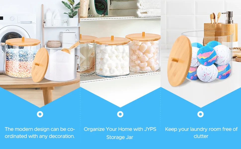 JYPS Laundry Detergent Pods Container for Organizing Plastic Laundry Organization and Storage Bathroom Jar Container for Holding Detergent Detergent Pods Bath Bombs Scent Boosters 1-Pack - container for organizing