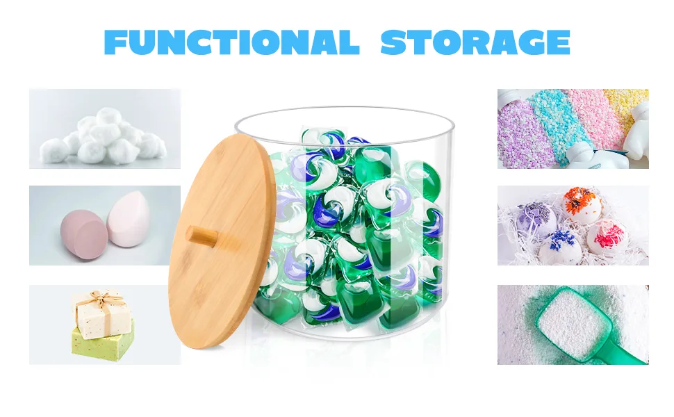 JYPS Laundry Detergent Pods Container for Organizing Plastic Laundry Organization and Storage Bathroom Jar Container for Holding Detergent Detergent Pods Bath Bombs Scent Boosters 1-Pack - laundry pods container