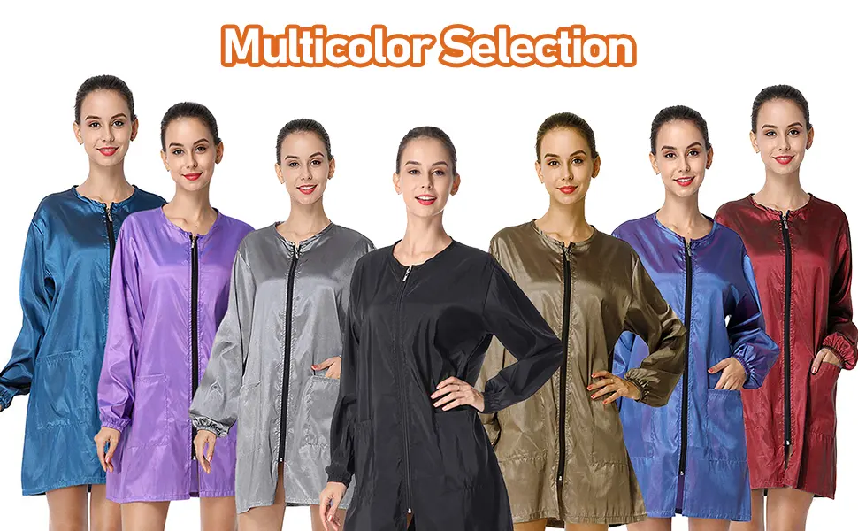 Exttlliy Chameleon Fabric Salon Smock Professional Stylist Jacket Waterproof Haircut Cape Barber Apron Large (Pack of 1) Black - Barber Apron