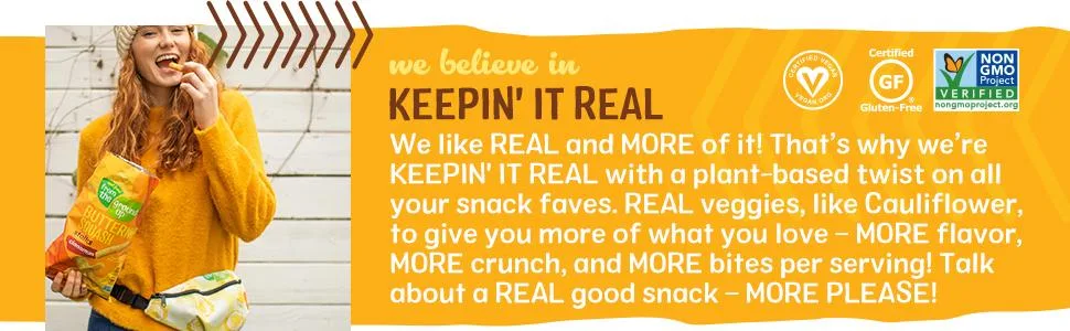 Real Food From The Ground Cauliflower Stalks - 6 Count 4oz Bags (Cheddar) Cheddar Cheese - We Believe in Keepin