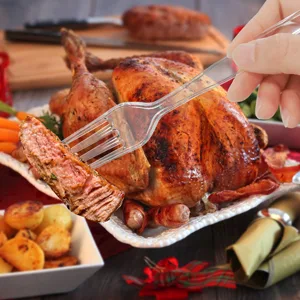 Clear Plastic Forks Heavy Duty Disposable Forks for Party Supply Pack of 80 - disposable forks