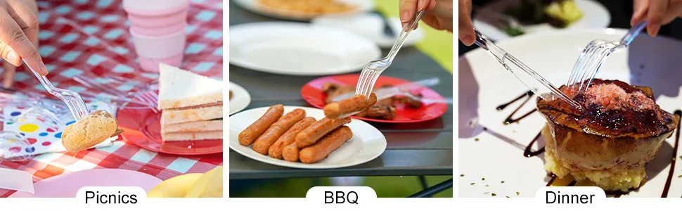 Clear Plastic Forks Heavy Duty Disposable Forks for Party Supply Pack of 80 - disposable forks spoons knives