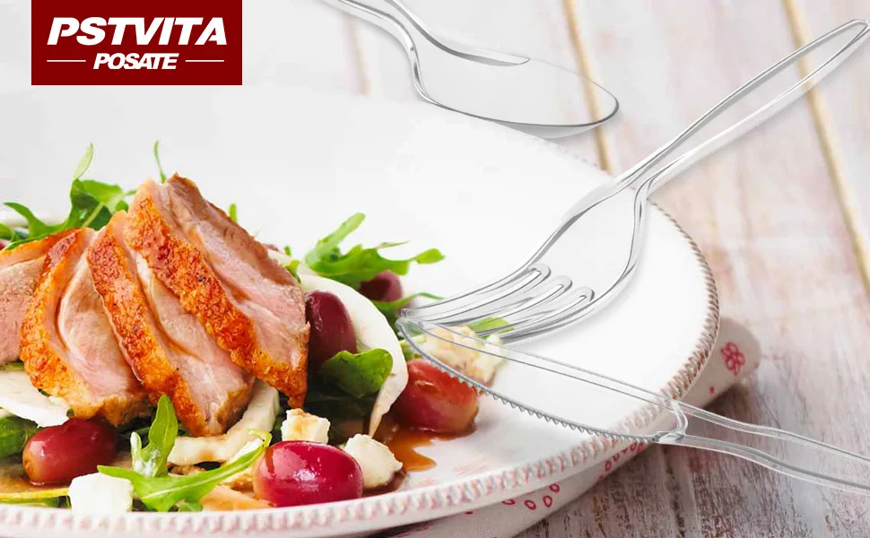 Clear Plastic Forks Heavy Duty Disposable Forks for Party Supply Pack of 80 - plastic cutlery