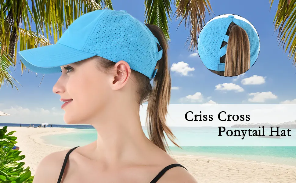 New Upgraded Womens Criss Cross Hat Ponytail Baseball Cap Adjustable High Messy Bun Ponycap Quick Drying Mesh Hats 1 Pack Black - product information 1