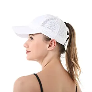 New Upgraded Womens Criss Cross Hat Ponytail Baseball Cap Adjustable High Messy Bun Ponycap Quick Drying Mesh Hats 1 Pack Black - product information 4