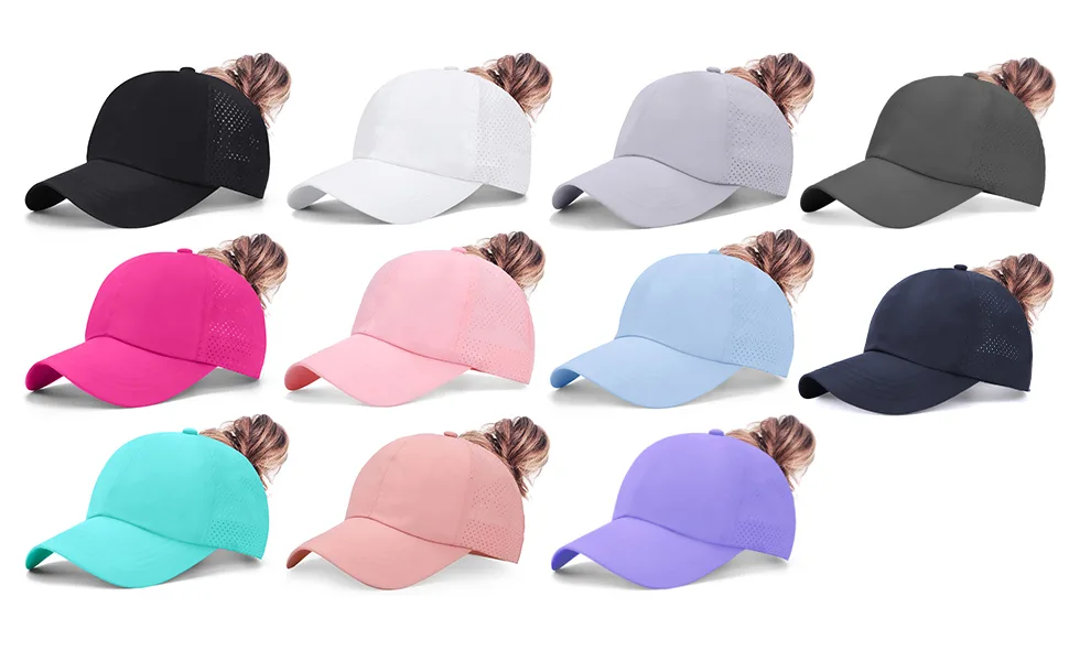 New Upgraded Womens Criss Cross Hat Ponytail Baseball Cap Adjustable High Messy Bun Ponycap Quick Drying Mesh Hats 1 Pack Black - product information 7