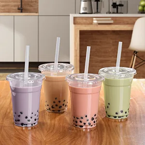 VITEVER 100 Sets - 16oz Plastic Cups with Lids and Straws Disposable Cups for Iced Coffee Smoothie Milkshake Cold Drinks - Clear 16 OZ - product information 4