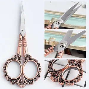 AKOAK 1 Pack Manicure Tools Vintage Plum Style Scissors European Elegant Simple Style Scissors Multi-Functional Stainless Steel Nail Scissors (Rose gold) - Plum flower style scissors