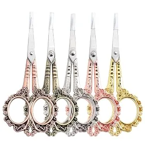 AKOAK 1 Pack Manicure Tools Vintage Plum Style Scissors European Elegant Simple Style Scissors Multi-Functional Stainless Steel Nail Scissors (Rose gold) - Plum flower style scissors