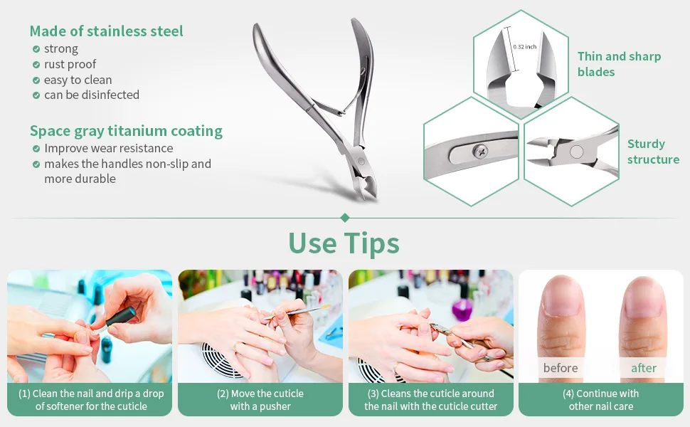 3 Packs Stainless Steel Cuticle Remover Manicure Tools Cuticle Trimmer Scissors Durable Manicure Tools Cuticle Clippers for Fingernails and Toenails (Sliver) Silver - product information 6