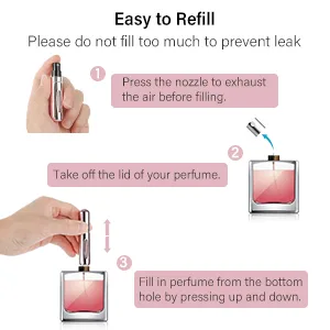 Saiveina Portable 5ml Mini Perfume Atomizer Bottles Refillable Perfume Spray Bottle Scent Pump Case Empty Perfume Bottles for Travel and Outgoing(4 Pack) Pink+Silver+Gold+Black - how to refill the perfume atomizer