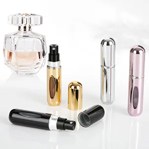 Saiveina Portable 5ml Mini Perfume Atomizer Bottles Refillable Perfume Spray Bottle Scent Pump Case Empty Perfume Bottles for Travel and Outgoing(4 Pack) Pink+Silver+Gold+Black - travel spray bottle