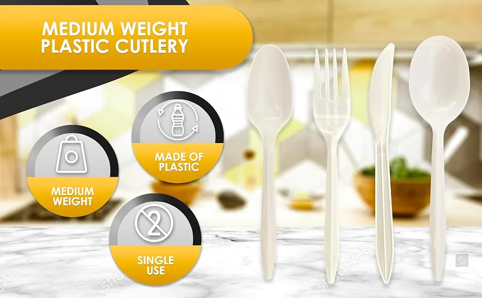 PAMI Medium Weight Disposable Plastic Forks 1000-Pack - Bulk White Plastic Silverware For Parties Weddings Catering Food Stands Takeaway Orders & More- Sturdy Single-Use Partyware Forks - product information 2