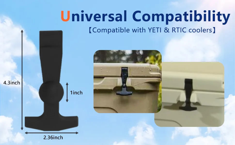 Cooler Latches Replacement for Yeti RTIC Lid Latch Parts(2 Pack) Compatible with Yeti Coolers T-Latches Made of Premium Hard Durable Rubber black - yeti cooler latch replacement
