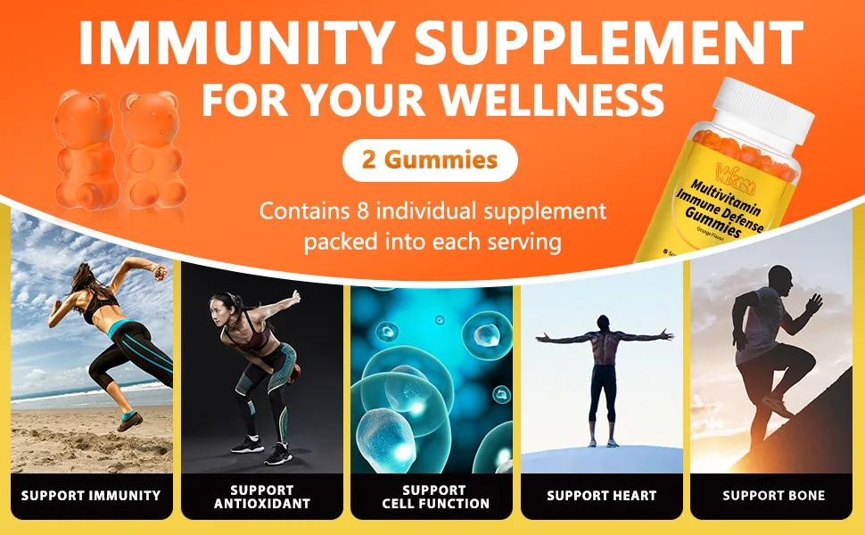 Vakasa Turmeric Gummies with Ginger Vitamin C D2 B6 Zinc Echinacea Elderberry Immune Defense Support Antioxidant Vegan 60 Gummies - immune defense gummies