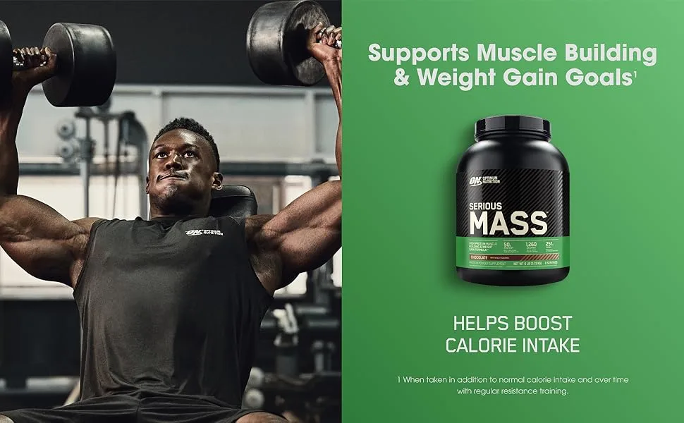 Optimum Nutrition Serious Mass Weight Gainer Protein Powder - Chocolate - 12 LBS. - OPTIMUM NUTRITION SERIOUS MASS GAINER PROTEIN HIGH CALORIE
