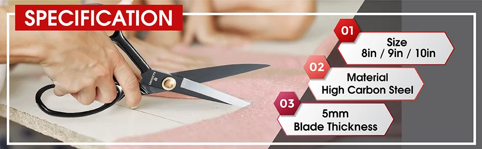 Professional Tailor Scissors 9 Inch for Cutting Fabric Heavy Duty Scissors for Leather Cutting Industrial Sharp Sewing Shears for Home Office Artists Dressmakers - sewing scissors fabric scissors cutting cloth leather for home office