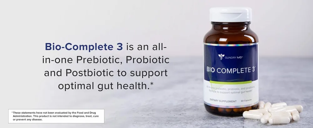 Gundry MD Bio Complete 3 - Prebiotic - Bio Complete 3 is an all in one Prebiotic, Probiotic, and Postbiotic to support optimal gut health.