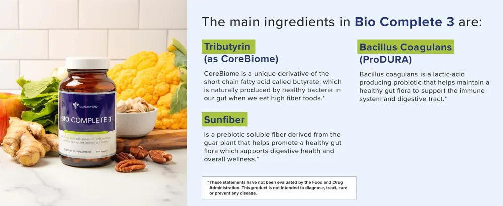 Gundry MD Bio Complete 3 - Prebiotic - The main ingredients in Bio Complete 3