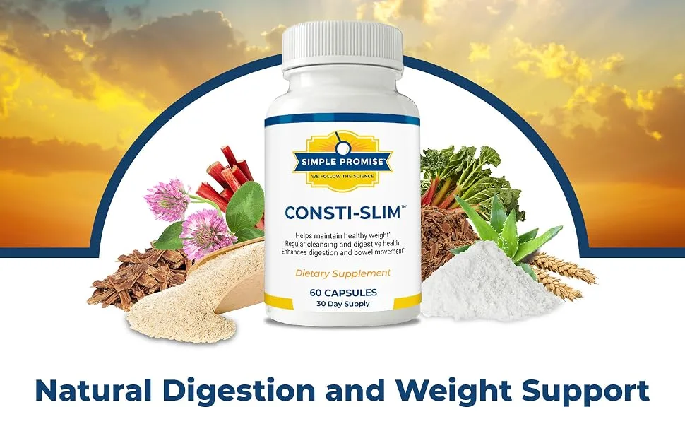 Simple Promise - Consti-Slim - Natural Digestion and Weight Support - Increases Digestive Enzymes, 60 Capsules - Conti-Slim