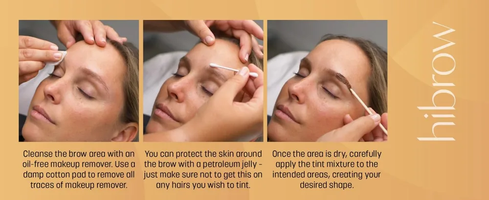 Hi Brow Professional Tint 15ml - Light Brown - Semi-Permanent Eyebrow Dye - Salon Quality Eye Brow Tinting - How tHow to apply 3