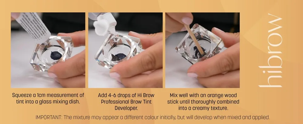 Hi Brow Professional Tint 15ml - Light Brown - Semi-Permanent Eyebrow Dye - Salon Quality Eye Brow Tinting - How to apply 2