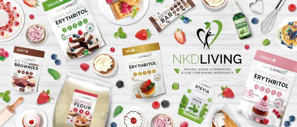 NKD Living Powdered Erythritol - Zero Calorie Icing Sugar 1kg (2.2 lb) 1 kg (Pack of 1) - NKD Living background