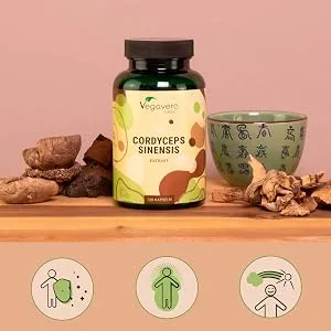 Cordyceps Sinensis Vegavero | Mushroom Extract Powder | 120 Capsules (4-Month Supply) | NO Additives Lab-Tested | Vegan - Cordyceps