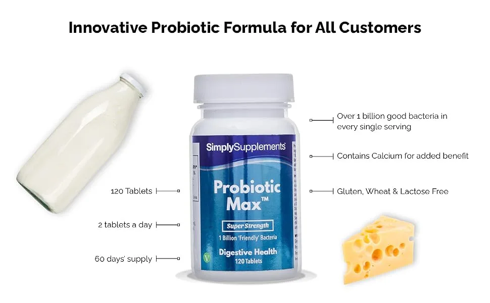 Probiotic Tablets for Adults | 120 Tablets 2 Month Supply | Vegan Friendly - E5972