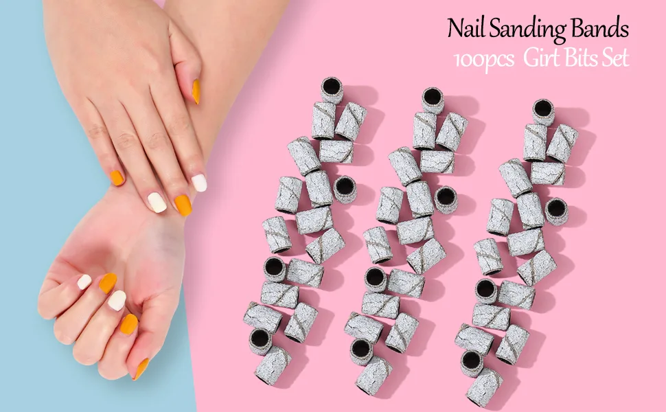 BNG 150 Grit Sanding Bands 100PCS Electric Nail Drill Bits Professional Manicure Pedicure File Replacement #150 - product information 17