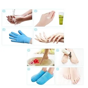 Pinkiou Moisturising Socks and Gloves Gel Inner Use for Cracked Foot Hands (Blue) Socks+Gloves Blue - product information 21