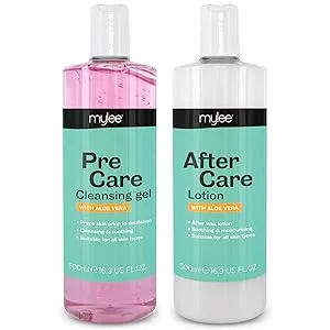 Mylee Complete Waxing Kit Includes Salon Quality Wax Heater Soft Cream Strips Spatulas and Pre & After Care Lotion (Rose) - waxing kit