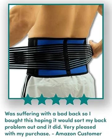 NeoPhysio Neoprene Double Pull Lower Back Support Lumbar Brace XXL 2XL - Breathable Neoprene Back Support with 5 stars and a review.