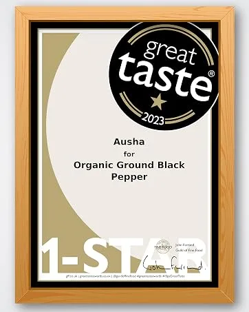 Ausha Organic Ground Black Pepper 200g - Coarse | Winner Great Taste Award 2023 200 g (Pack of 1) - ground black pepper